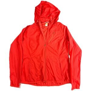 Lucy Tech Women’s Orange Hooded Lightweight Jacket M Nylon Windbreaker